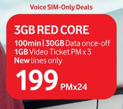 Vodacom 3GB Red Core Deal (Voice Sim Only)