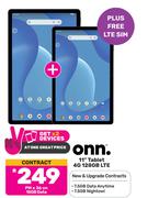 ONN 11" Tablet 4G 128GB LTE-On 15GB Data