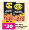 Koo Baked Beans In Tomato Sauce-For 2 x 400g