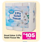 Great Value 2 Ply Toilet Tissue-18s