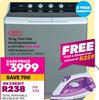 Defy 15kg Twin Tub Washing Machine LIDTT151 Plus Free 1750W Steam Iron