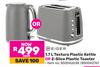 Eiger 1.7Ltr Textura Plastic Kettle Or 2-Slice Plastic Toaster-Each 