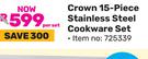 Tissolli Crown 15-Piece Stainless Steel Cookware Set-Per Set