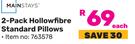 Mainstays 2-Pack Hollowfibre Standard Pillows