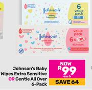 Johnson's Baby Wipes (Extra Sensitive Or Gentle All Over) 6 Pack-Each