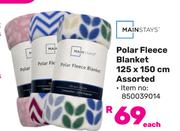 Mainstays Polar Fleece Blanket Assorted 125 x 150cm-Each