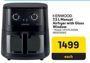 Kenwood 7.5L Manual Airfryer With Glass Window HFG75.000BK