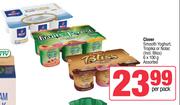 Clover Smooth Yoghurt Tropika Or Nolac Assorted-6 x 100g Per Pack