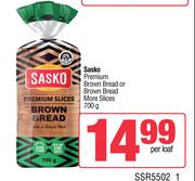 Sasko Premium Brown Bread Or Brown Bread More Slices-700g Per Loaf