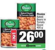 Rhodes Baked Beans In Tomato Sauce-For 2 x 400g