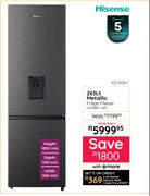 Hisense 263L Metallic Fridge/Freezer H370BIT-WD
