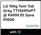LG 15Kg Twin Tub (Grey) TT1561RWPT