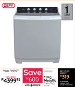 Defy 15Kg Metallic Twin Tub DTT151