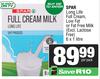 Spar Long Life Full Cream, Low Fat Or Fat Free Milk-6 x 1Ltr Each