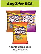 Willards Cheas Naks Assorted-For 3 x 135g