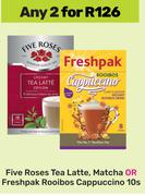 Five Roses Tea Latte,Matcha Or Freshpak Rooibos Cappuccino-For 2 x 10s