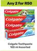 Colgate Toothpaste Assorted-For 2 x 100ml
