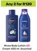 Nivea Body Lotion Or Cream Assorted-For 2 x 400ml