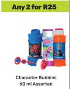 Character Bubbles Assorted-For 2 x 60ml