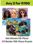 Hot Wheels 50 Piece Or Barbie 100 Piece Puzzle-For 2