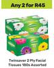 Twinsaver 2 Ply Facial Tissues Assorted-For 2 x 180s