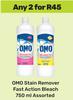 Omo Stain Remover Fast Action Bleach Assorted-For 2 x 750ml