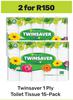 Twinsaver 1 Ply Toilet Tissue 15 Pack-For 2