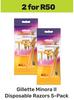 Gillette Minora II Disposable Razors 5 Pack-For 2
