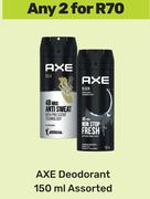 Axe Deodorant Assorted-For 2 x 150ml