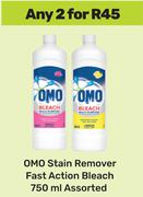 Omo Stain Remover Fast Action Bleach Assorted-For 2 x 750ml