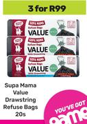 Supa Mama Value Drawstring Refuse Bags-For 3 x 20s