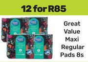 Great Value Maxi Regular Pads-For 12 x 8s
