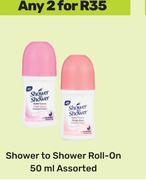 Shower To Shower Roll On Assorted-For 2 x 50ml