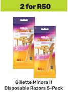 Gillette Minora II Disposable Razors 5 Pack-For 2