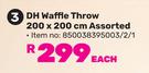 Mainstays DH Waffle Throw Assorted 200 x 200cm-Each