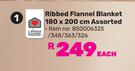 Always Home Ribbed Flannel Blanket 180 x 200cm Assorted-Each