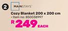 Mainstays Cozy Blanket 200 x 200cm-Each