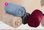Always Home Ribbed Flannel Blanket 180 x 200cm Assorted-Each