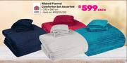 Always Home Ribbed Flannel Comforter Set Assorted 230 x 200cm-Each