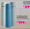 1L Stainless Steel Double Wall Flask-Each