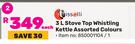 Tissolli 3L stove Top Whistling Kettle Assorted Colours