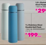 1L Stainless Steel Double Wall Flask-Each