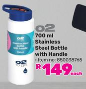 O2 700ml Stainless Steel Bottle With Handle