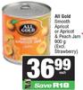 All Gold Smooth Apricot Or Apricot & Peach Jam-900g Each