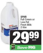 Spar Full Cream Or Low Fat Fresh Milk-2Ltr Each