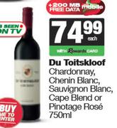 Du Toitskloof Chardonnay, Chenin Blanc, Sauvignon Blanc, Cape Blend Or Pinotage Rose-750ml Each
