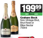 Graham Beck Non-Vintage Brut, Brut Rose Or Bliss Nectar-750ml Each
