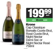 Krone Cap Classique Borealis/Rose Cuvee Brut, Night Nectar Demi-Sec or Night Nectar Rose-750ml Each