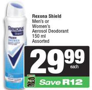 Rexona Shield Men's Or Women's Aerosol Deodorant Assorted-150ml