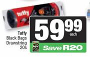 Tuffy Black Bags Drawstring-20's Pack
